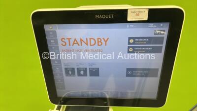 Maquet Servo U Ventilator on Stand Model No 6694800 - System Software Version 4.4.0.78be7bed - System Version 4.4 Running Hours 48118 with Hoses (Powers Up) - 3