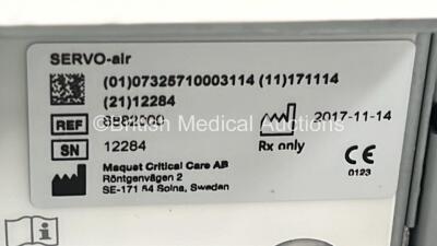 Maquet Servo Air Ventilator on Stand Model No 6882000 - System Software Version 4.4.0.78be7bed - System Version 4.4 Running Hours 51343 with Hose (Powers Up) - 5