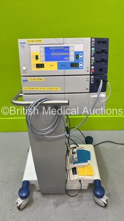 ERBE VIO 300 S Electrosurgical / Diathermy Unit Software Version 1.1.1 with ERBE APC 2 and 2 x Footswitches on Stand (Powers Up)