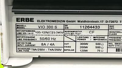 ERBE VIO 300 S Electrosurgical / Diathermy Unit Software Version 1.1.1 with ERBE APC 2 and 2 x Footswitches on Stand (Powers Up) - 5