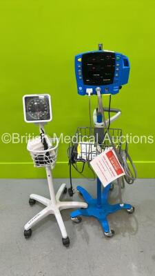 1 x GE Carescape V100 Dinamap Monitor on Stand (Powers Up) and 1 x Hillrom BP Meter on Stand *SDT08360012SP*