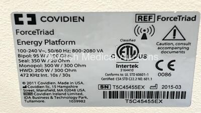 Covidien ForceTriad Electrosurgical / Diathermy Unit Version 4.00 on Stand (Powers Up) *GH* - 5