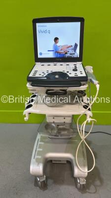 GE Vivid q Portable Ultrasound Scanner Ref H45041FM *S/N 050964Vq* **Mfd 2013-11** Application Software Version 12.2 Build 56 System Software Version 7.1.11 with 1 x Transducer / Probe (M4S-RS Ref 5308251 *Mfd 2013-10 - Damaged - See Photo*on GE Cart (Pow