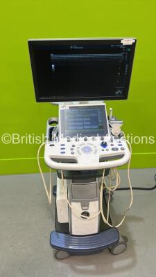 GE Logiq P9 Flat Screen Ultrasound Scanner (Powers Up) Ref R2.5 *S/N LP9002523* **Mfd 01/2018** Software Version R2 Software Revision 5.5 with 2 x Transducers / Probes (L8-18i-RS Ref 5393197 *Mfd 2017-12* / C1-5-RS Ref 5384874 *Mfd /2018* / ML6-15-RS Ref 