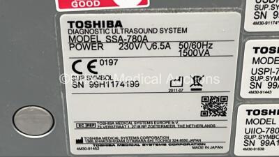 Toshiba Aplio MX SSA-780A Flat Screen Ultrasound Scanner *S/N 99H1174199* **Mfd 2011** with 1 x Transducer / Probe (PLT-704SBT *Mfd 2010-04) (Powers Up) ***CI045** - 8