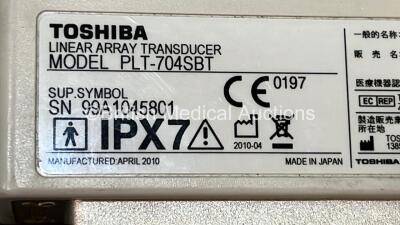 Toshiba Aplio MX SSA-780A Flat Screen Ultrasound Scanner *S/N 99H1174199* **Mfd 2011** with 1 x Transducer / Probe (PLT-704SBT *Mfd 2010-04) (Powers Up) ***CI045** - 9