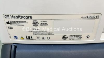 GE Logiq E9 Flat Screen Ultrasound Scanner Ref 5205000-6 *S/N 108186US8* **Mfd 10/2011** Software Version R4 Software Revision 2.1 with Sony UP-D897 Printer (Powers Up) ***IR845*** - 8