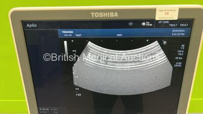 Toshiba Aplio 400 TUS-A400 Flat Screen Ultrasound Scanner *S/N W1E1343656* **Mfd 2013-04** Software Version AB_V3.00*R003 with 1 x Transducer / Probe (PVT-674BT *Mfd 2021-03*) (Powers Up) ***CI042*** - 9