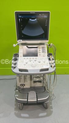 Toshiba Aplio 500 Flat Screen Ultrasound Scanner Model TUS-A500 *S/N T1E1323795* **Mfd 2013** Software Version AB_V5.00*R204 with 3 x Transducers / Probes (PVT-375BT *Mfd 2012* / PLT-1204BT *Mfd 2013* and PLT-1202S *Mfd 2012*) and Sony UP-D897 Digital Gra