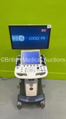 GE Logiq P9 Flat Screen Ultrasound Scanner Ref R2 *S/N LP90000337* **Mfd 2016** Software Version R2 Revision 0.4 (Powers Up - Damage to Lower Trim - See Pictures) - 3