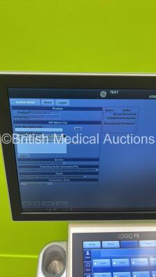 GE Logiq P9 Flat Screen Ultrasound Scanner Ref R2 *S/N LP90000337* **Mfd 2016** Software Version R2 Revision 0.4 (Powers Up - Damage to Lower Trim - See Pictures) - 16