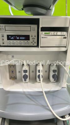 GE Voluson E8 Expert Flat Screen Ultrasound Scanner *S/N D23963* **Mfd 2015** with 3 x Transducers / Probes (RIC-9-D Ref H48651MS *Mfd 2008* / IC5-9-D Ref 5492351 *Mfd 2017* and C1-5-D Ref 5261135 *Mfd 2015*) Sony UP-D898MD Digital Graphic Printer and Son - 14