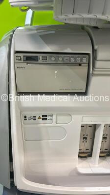 GE Logiq E9 Flat Screen Ultrasound Scanner Ref 5205000-7 *S/N 121917US9* **Mfd 10/2013** and Sony UP-D897 DIgital Graphic Printer (No Power - HDD REMOVED) ***IR975*** - 11