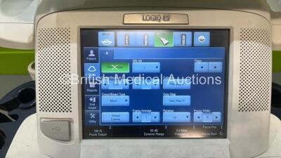 GE Logiq E9 Flat Screen Ultrasound Scanner Ref 5205000-4 *S/N 99192US7* **Mfd 03/2010** Software Version R4 Software Revision 2.1 with 2 x Transducer / Probes (GE 9L-D Ref 5194432 *Mfd 2013* and GE ML6-15-D Ref 5199103 *Mfd 2013* and Sony UP-D897 Printer - 3