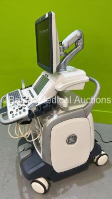 GE Logiq E9 Flat Screen Ultrasound Scanner Ref 5205000-4 *S/N 99192US7* **Mfd 03/2010** Software Version R4 Software Revision 2.1 with 2 x Transducer / Probes (GE 9L-D Ref 5194432 *Mfd 2013* and GE ML6-15-D Ref 5199103 *Mfd 2013* and Sony UP-D897 Printer - 5