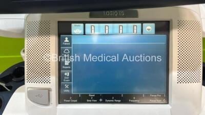 GE Logiq E9 Flat Screen Ultrasound Scanner Ref 5205000-7 *S/N 118228US6* **Mfd 06/2013** Software Version R4 Software Revision 3.0 (Powers Up) ***IR8896*** - 3