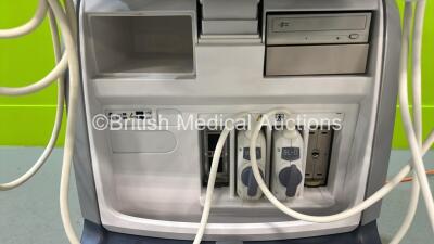 GE Logiq E9 Flat Screen Ultrasound Scanner Ref 5205000-6 *S/N 107785US8* **Mfd 2011** Software Version R4 Software Revision 3.0 with 2 x Transducers / Probes (9L-D Ref 5194432 *Mfd 2011-11* and ML6-15-D Ref 5199103 *Mfd 2014-12*) (Powers Up - with Error - - 5