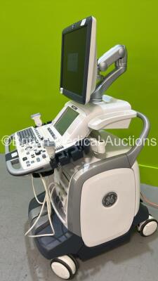 GE Logiq E9 Flat Screen Ultrasound Scanner Ref 5205000-6 *S/N 107785US8* **Mfd 2011** Software Version R4 Software Revision 3.0 with 2 x Transducers / Probes (9L-D Ref 5194432 *Mfd 2011-11* and ML6-15-D Ref 5199103 *Mfd 2014-12*) (Powers Up - with Error - - 7