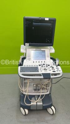 GE Logiq E9 Flat Screen Ultrasound Scanner Model 5205000-7 *S/N 121302US4* **Mfd 2013** Software Version R4 Software Revision 2.1 with 2 x Transducer / Probes (9L-D Ref 5194432 *Mfd 2013* and L8-18i-D Ref 5336965 Mfd March 2014) (Powers Up) ***CI009***