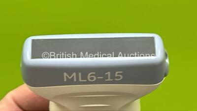 GE Logiq E9 Flat Screen Ultrasound Scanner Model 5205000-2 *S/N 95704US3* **Mfd 2009** Software Version R5 Software Revision 1.3 with 1 x Transducer / Probe (ML6-15-D Ref 5199103 *Mfd 2012*) (Powers Up) ***IR952*** - 10