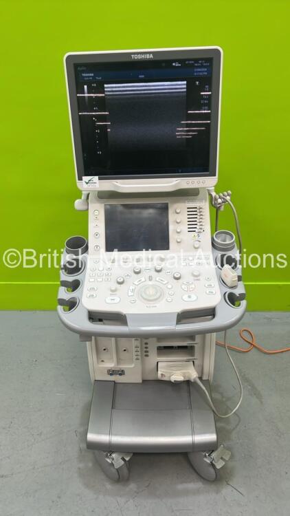 Toshiba Aplio 400 TUS-A400 Flat Screen Ultrasound Scanner *S/N W1D1252593* **Mfd 2012** Software Version AB_V6.00*R003 with 1 x Transducer / Probe (PLT-704SBT *Mfd 2010-12*) (Powers Up) ***IR954***