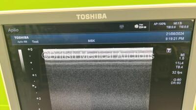 Toshiba Aplio 400 TUS-A400 Flat Screen Ultrasound Scanner *S/N W1D1252593* **Mfd 2012** Software Version AB_V6.00*R003 with 1 x Transducer / Probe (PLT-704SBT *Mfd 2010-12*) (Powers Up) ***IR954*** - 10