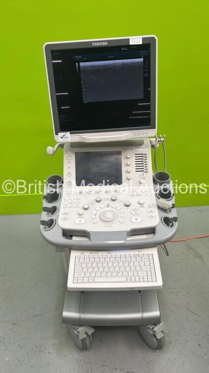 Toshiba Aplio 400 TUS-A400 Flat Screen Ultrasound Scanner *S/N W1C1192129* **Mfd 2011** Software Version AB_V3.00*R408 with 1 x Transducer / Probe (PLT-1204BT *Mfd 2010-12*) (Powers Up) ***IR955***