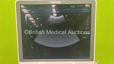 Toshiba Aplio 400 TUS-400 Flat Screen Ultrasound Scanner *S/N W1C1192118* **Mfd 2011** Software Version AB_V3.00*R408 with 2 x Transducers / Probes (PVT-375BT *Mfd 2015* and PVT-674BT *Mfd 2005*) (Powers Up) ***IR848*** - 3