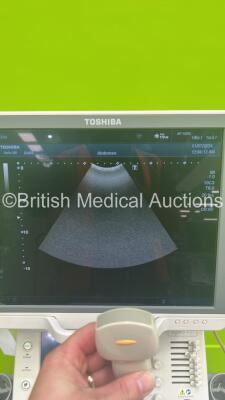 Toshiba Aplio 400 TUS-400 Flat Screen Ultrasound Scanner *S/N W1C1192118* **Mfd 2011** Software Version AB_V3.00*R408 with 2 x Transducers / Probes (PVT-375BT *Mfd 2015* and PVT-674BT *Mfd 2005*) (Powers Up) ***IR848*** - 7