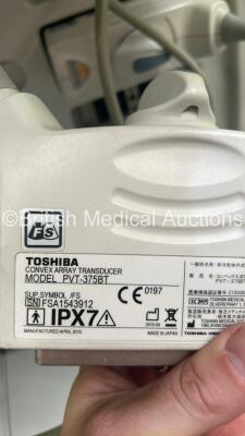 Toshiba Aplio 400 TUS-400 Flat Screen Ultrasound Scanner *S/N W1C1192118* **Mfd 2011** Software Version AB_V3.00*R408 with 2 x Transducers / Probes (PVT-375BT *Mfd 2015* and PVT-674BT *Mfd 2005*) (Powers Up) ***IR848*** - 12