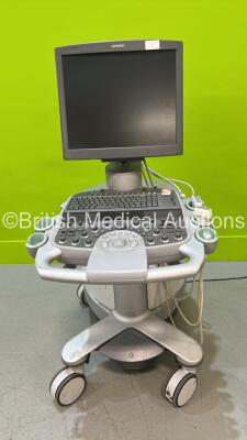 Siemens Acuson S1000 Flat Screen Ultrasound Scanner Model No 10441701 *S/N 206313* **Mfd 07/2012** with 3 x Transducers / Probes (10V4 / 6C2 and 9L4) (Powers Up - HDD REMOVED)