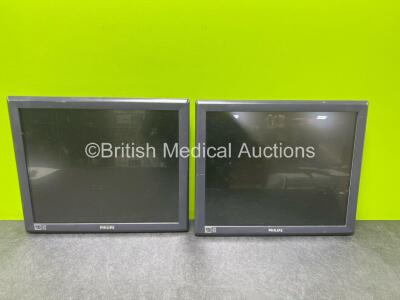 2 x Philips Elo 19 Inch LCD Touch Monitors (Both Untested) *F14C008458 / F14C008457*