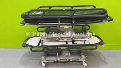 2 x Anetic Aid QA3 Hydraulic Patient Couches with 2 x Mattresses (Tested Working) *3884 / 3884*