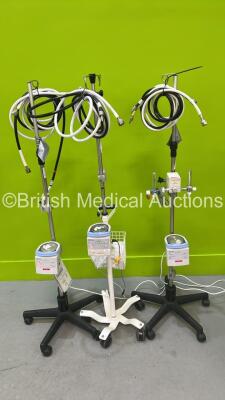 3 x Fisher & Paykel MR850AEK Respiratory Humidifier Units on Stands with Hoses (All Power Up) *070110000327 / 091217070063 / na*