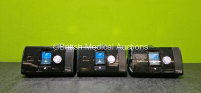 3 x ResMed Airsense 10 Autoset CPAP Units *Mfd 1 x 2024* (All Power Up, 1 x Missing Side Cover - See Photos) with 3 x Power Supplies *SN 23242382955 / 23183508472 / 23181354452*