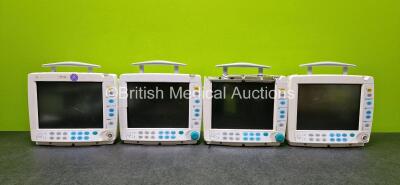 4 x Datex-Ohmeda S/5 Patient Monitors for Spares and Repairs with 4 x Lithium Batteries (All Damaged - See Photos)