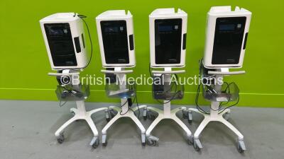 4 x Nanosonics Trophon EPR High Level Ultrasound Transducer Disinfection / Sterilization Systems on Stand with Printers (All Power Up - 2 x Damaged Screens) *36543-055 / 30264-015*