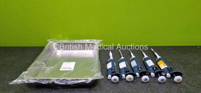 Job Lot Including 5 x Gilson Pipetman Ejectors with 1 x Metal Tray