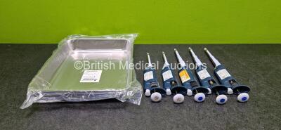 Job Lot Including 5 x Gilson Pipetman Ejectors with 1 x Metal Tray