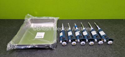 Job Lot Including 6 x Gilson Pipetman Ejectors with 1 x Metal Tray