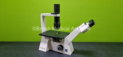 Carl Zeiss Axiovert 25 Benchtop Microscope (Powers Up) with 2 x PL 10 x / 18 Eyepieces and 5 x Optics Including 1 x CP-ACHROMAT 5x / 0,12 , 1 x plan-NEOFLUAR 2,5x / 0,075 , 1 x LD A-Plan 32x / 0,40 Ph1 , LD A-Plan 20x / 0,30 Ph1 and 1 x CP-ACHROMAT 10x /