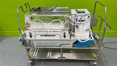 Drager Isolette TI500 Globe-Trotter Neonatal Transport System on CCT Trolley with Reanimator F120 *S/N RJ03258*