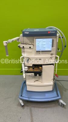 Drager Primus Anaesthesia Machine Software Version 4.53.00 - Total Operating Hours Mixer 25746 - Ventilator 5019 with Bellows and Hoses (Powers Up - Some Side Casing Damage - See Photo) *S/N ASEB-0194*