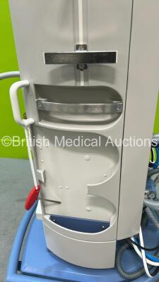 Drager Primus Anaesthesia Machine Software Version 4.53.00 - Total Operating Hours Mixer 25746 - Ventilator 5019 with Bellows and Hoses (Powers Up - Some Side Casing Damage - See Photo) *S/N ASEB-0194* - 6