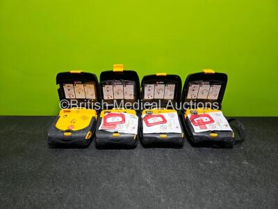 4 x Physio Control Lifepak CR Plus Defibrillators (All Power Up) in Case with 4 x Li/SO2CI2 Batteries