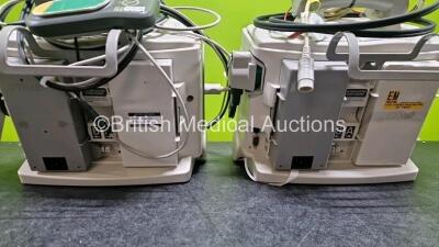 2 x Philips Heartstart MRx Defibrillator (Both Power Up) Including Pacer, ECG and Printer Options with 2 x Philips M3539A Modules, 2 x Philips M3538A Li-Ion Batteries, 2 x Paddle Lead, 1 x Laerdal QCPR Meter, 2 x M3725A Test Loads and 2 x 3 Lead ECG Lead - 7