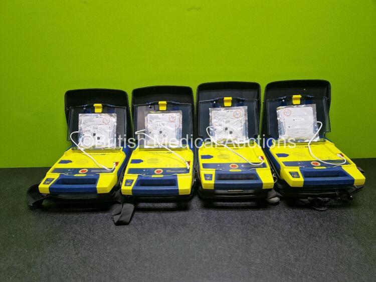 4 x Cardiac Science Powerheart AED G3 Automated External Defibrillator (All Untested Due to No Battery) in Case 3 x LiSO2 Batteries