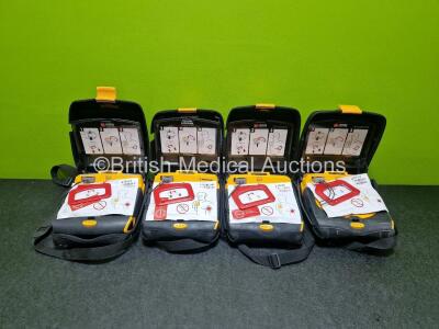 4 x Physio Control Lifepak CR Plus Defibrillators (All Power Up) in Case with 4 x Li/SO2CI2 Batteries