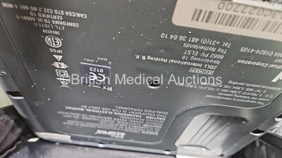 2 x Zoll AEDPro Defibrillators (Both Power Up, Both with Damage to Screen - See Photo) in Case with 2 x 3 Lead ECG Leads and 2 x Li-ion Batteries - 6