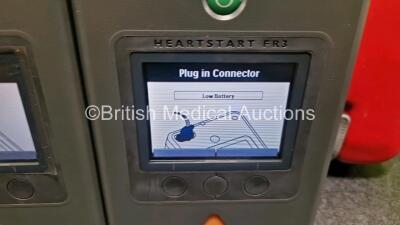 2 x Philips FR3 Defibrillators (Both Power Up with Stock Battery Stock Battery Not Included) with 1 x Flat Li-ion Battery *Install Before - 2022*2 - 3